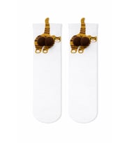 Carnaval Socks Kahverengi Kedi Desenli Ponpon Detaylı Unisex Soket Çorap