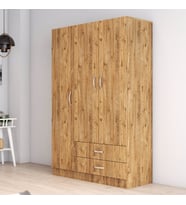 3 Kapılı İki Çekmeceli Geniş Gardrop Çam - GRD0502 (Sarı)