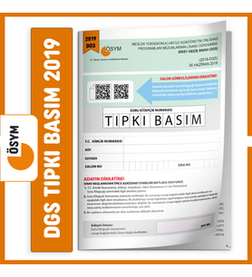 DGS 2019 ÖSYM Tıpkı Basım Türkiye Geneli Dijital Çözümlü Çıkmış Soru Deneme Kita
