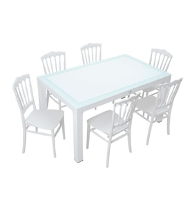 Mandella Wood 90x150 Silver Napolyon Sandalye Camlı Masa Takımı