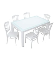 Mandella Wood 90x150 Silver Napolyon Sandalye Camlı Masa Takımı