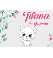 Kedi Teamlı Doğum Günü Afişi