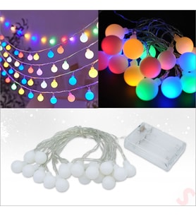 Çok Renkli 20 Led x 4 mt, Pilli Led Top Işık (STD)
