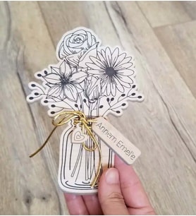 Ahşap Vazoda Çiçek Buketleri Görünümlü Magnet