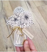 Ahşap Vazoda Çiçek Buketleri Görünümlü Magnet