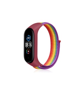 Xiaomi Mi Band 4 Hasırlı Cırtcırtlı Kordon - Gökkuşağı
