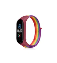 Xiaomi Mi Band 4 Hasırlı Cırtcırtlı Kordon - Gökkuşağı