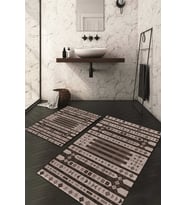 Dijital Baskılı Kaymaz Taban Yıkanabilir 2'li Klozet Takımı Banyo Paspası NDKZ-HT-684 (Kahverengi)