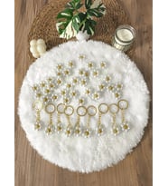 Pamuğum Atelier Papatya Tasarımlı İnci Boncuk (8mm) Gold Papatya Anahtarlık Hediyeliği (15-25-50-100-200 Adet)