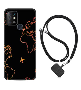 INFINIX Hot 8 9 10 11S Hot 10 Play 10T Kılıf Boyun Askılı Silikon Harita ve Uçak 1777