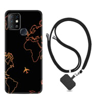 INFINIX Hot 8 9 10 11S Hot 10 Play 10T Kılıf Boyun Askılı Silikon Harita ve Uçak 1777