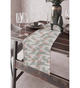 Kırmızı Çiçekli Desen Premium Masa Örtüsü Runner RNR048