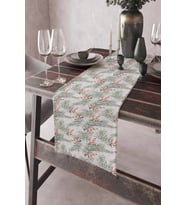 Kırmızı Çiçekli Desen Premium Masa Örtüsü Runner RNR048