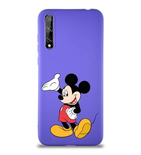 Huawei P Smart S Soft Premier Kapak Mickey Mouse-C Tasarımlı Silikon Kılıf - Mor (Şeffaf)