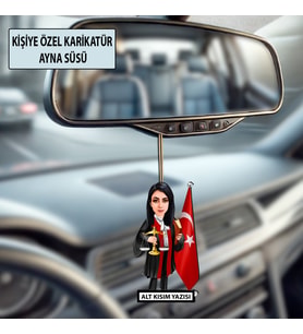Kişiye Özel Avukat Karikatür Ayna Süsü – Hukukçulara Özel Araç İçi Hediyelik