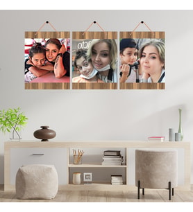 Anneler Gününe Özel Hasır İpli 3lü Ahşap Tablo