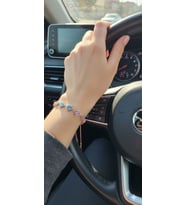 925 Ayar Papatya silver kedi gözlü taşlı ithal bileklik.rose.gold.rodaj