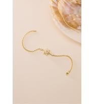 925 Ayar Gümüş Gold Kaplama Doç Zincirli Beyaz Taşlı Lotus Çiçeği Bileklik
