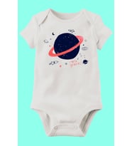Unisex Bebek Beyaz Organik Baskılı Pamuklu Body
