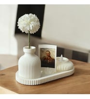 Dekoratif Masa Üstü Seti - Mini Vazo, Mumluk ve Fotoğraf Tutucu Bulut