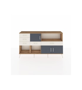 Arges Konsol 2 Raflı 5 Çekmeceli 3 Kapaklı 176x30x99 Çam-Antrasit/Aytaşı