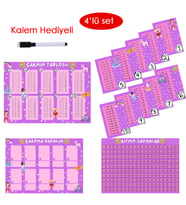 4'lü Çarpım Tablosu Seti - Kalem Hediyeli (Prenses Temalı) (Çok Renkli)
