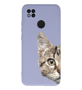 Xiaomi Redmi 10a Uyumlu Lansman Kılıf Catface Tasarımlı İçi Kadife Kapak-Lila (Şeffaf)