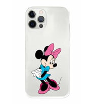 Apple iPhone 12 Pro Uyumlu Kamera Korumalı Tıpalı Kapak Minnie Mouse TasarımlıŞeffaf Kılıf