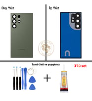 Samsung S24 Ultra Yeşil Arka Pil Kapağı Batarya Kapağı Lazer Kesim + Yapıştırıcı ve Vida Seti