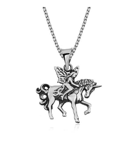 ?Gümüş Perili Unicorn Kolye