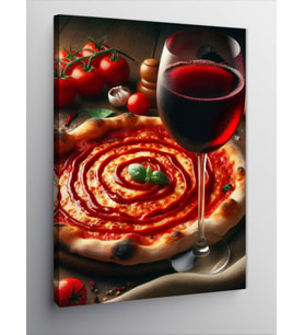 Kanvas Tablo Pizza Ve Şarap