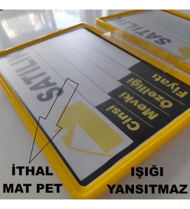 ETİKETLİK FİYATLIK - DAYANIKLI 1MM KALINLIKTA MAT YÜZEY KORUMALI EMLAK ÇERÇEVE 30 ADET