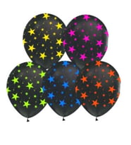 Floresan Yıldızlar Baskılı 10 Lu Latex Balon