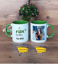 Fizik Öğretmeni Kupa Bardak Yeşil Fotoğraflı Öğretmenler Günü Hediyesi