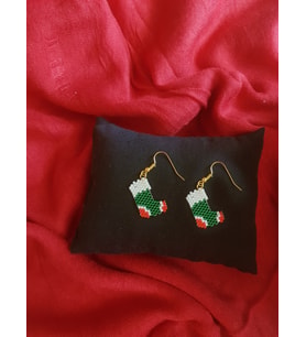 Miyuki Boncuk El Yapımı Çorap Küpe Yılbaşı Christmas Noel