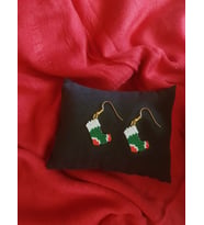 Miyuki Boncuk El Yapımı Çorap Küpe Yılbaşı Christmas Noel