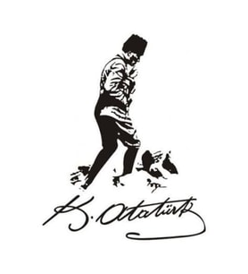 Mustafa Kemal Atatürk Oto Sticker Siyah 25*15 Cm