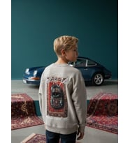 Erkek Çocuk Sırtı Araba Baskılı Tasarım Sweatshirt (Gri)