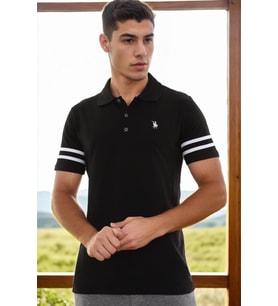 T8585 DEWBERRY ERKEK T-SHIRT-SİYAH-BEYAZ-2