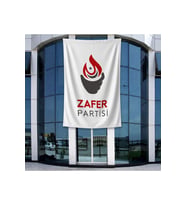 Beyaz Zafer Partisi Bayrağı 140gr Premium Raşel Kumaş 400x600cm