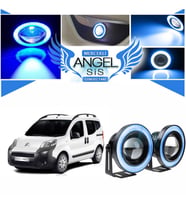 Citroën Nemo Uyumlu, Universal Mercekli Led Angel Sis Farı, 76mm Buz Mavi Renk