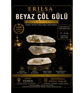 Sertifikalı Beyaz Çöl Gülü Selenit Taşı Kütle - 3-4 cm Küçük Boy Doğal Şeffaf Kristal Ham Taş