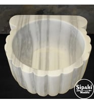 Sipahi Marble Marmara Beyaz Mermer İnce Dilimli Kulaksız Kurna