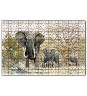 Cakapuzzle Ormandaki Fil Gurubu Görseli  Puzzle Yapboz MDF (Ahşap) (120 Parça)