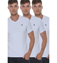 Dewberry Erkek Pamuklu V Yaka Tişört 3'lü Set Beyaz-Beyaz-Beyaz T8568 Günlük Giyim, Casual Stil, Şehir Stili