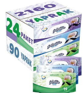 Familia Islak Havlu Mendil 90 Yaprak Karma 24 Lü Set (Lavanta-Mineral-Yeşilin Tazeliği) 2160 Yaprak