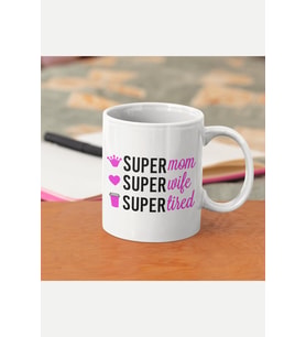 Super Mom Anneler Günü Kupa Bardak (Beyaz)