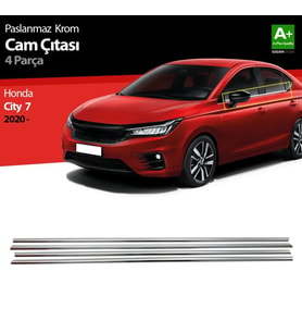 Honda City Uyumlu Krom Cam Çıtası 4 Parça. 2020 Üzeri
