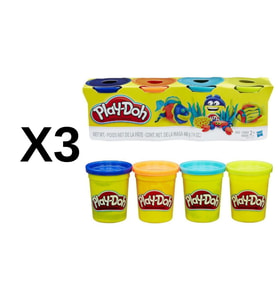 3 Adet Hasbro Play-Doh 4'lü Oyun Hamuru +2 Yaş Toplam 12 Hamur