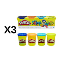 3 Adet Hasbro Play-Doh 4'lü Oyun Hamuru +2 Yaş Toplam 12 Hamur